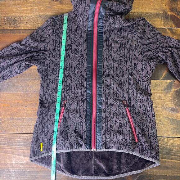 Lole Grey Black Pink Full Zip Fleece Patterned Jacket Warm Women's Size Large - Picture 10 of 11